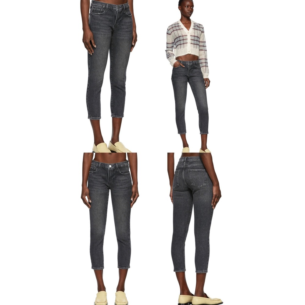 Frame Le Garcon Crop Jeans Laird Faded Black Slim Boyfriend LGJC830 Womens 31 - Picture 1 of 11